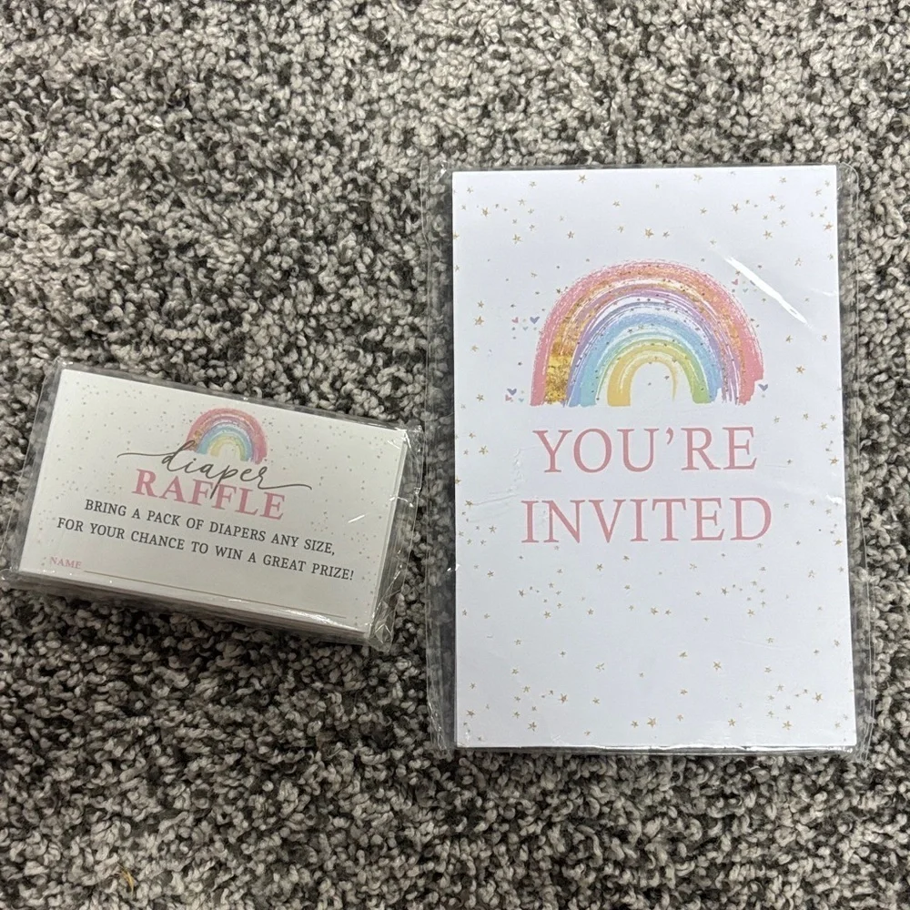 Rainbow Baby Shower Invitation Set